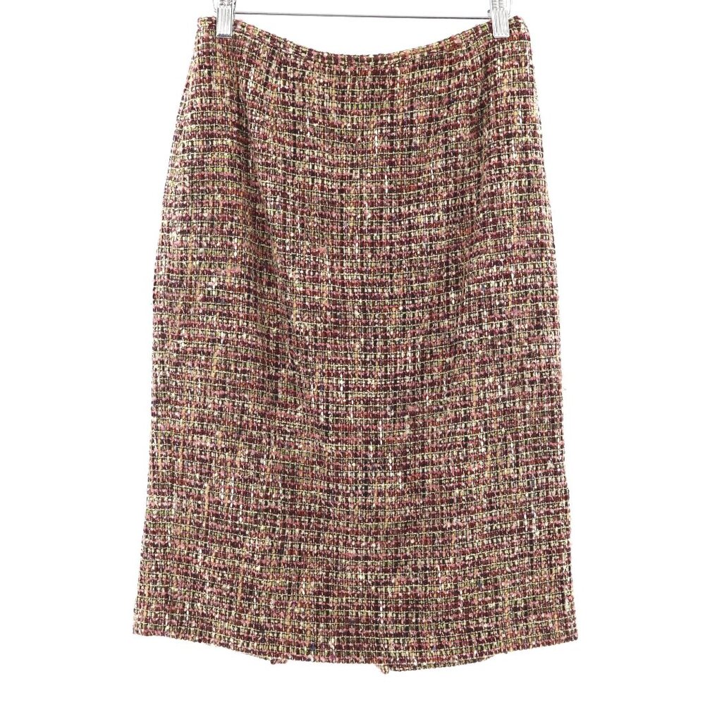 Lafayette 148 Tweed Midi‎ Skirt Women 6 Multi Quiet Luxury Classic Boucle Preppy